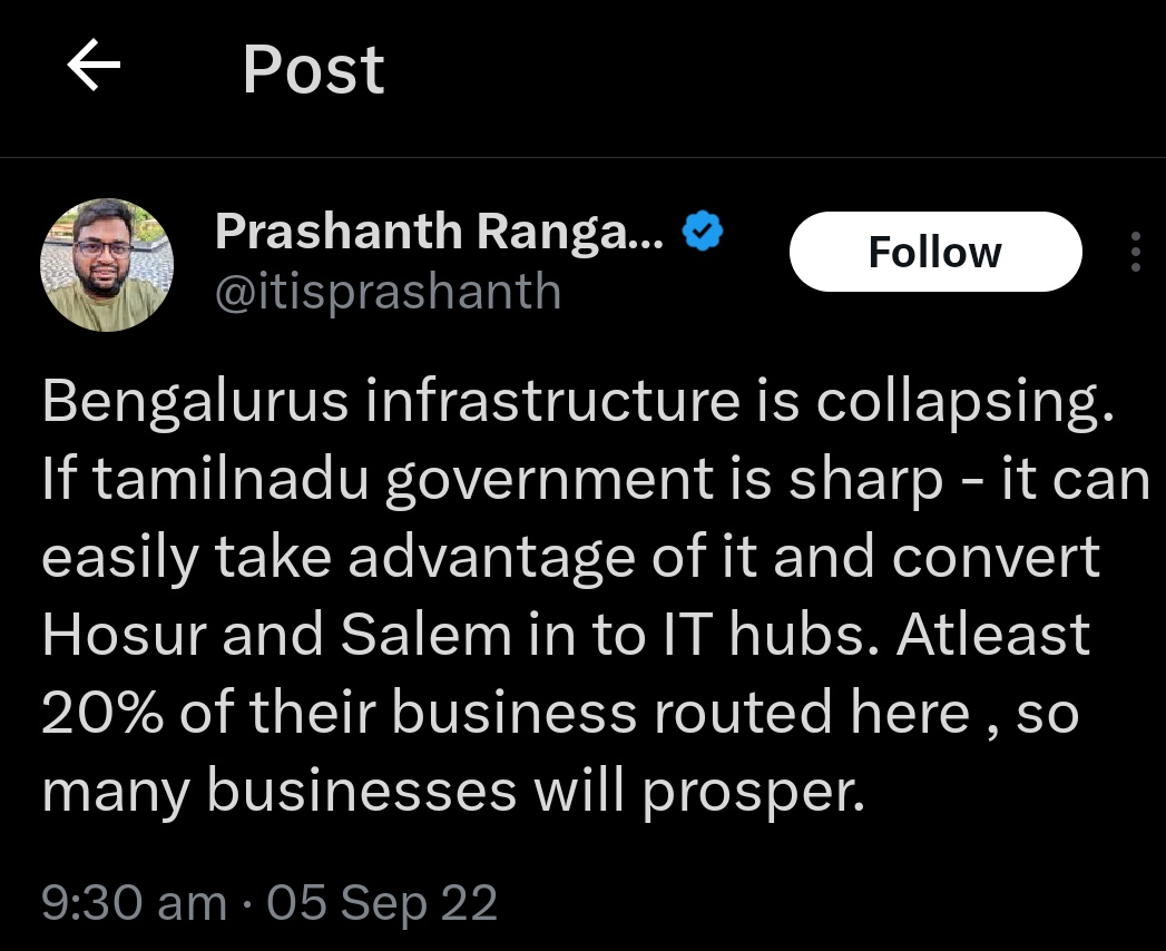 PG (@i_am_pg7) on Twitter photo #ChennaiFloods
Chennai infrastructure is collapsing. If Karnataka government is sharp - it can easily take advantage of it and convert Tumkur and Hubli in to manufacture hubs. Atleast 20% of their business routed here , so many businesses will prosper.
<a href="/itisprashanth/">Prashanth Rangaswamy</a>
😊😊😊 #ChennaiFloods
Chennai infrastructure is collapsing. If Karnataka government is sharp - it can easily take advantage of it and convert Tumkur and Hubli in to manufacture hubs. Atleast 20% of their business routed here , so many businesses will prosper.
<a href="/itisprashanth/">Prashanth Rangaswamy</a>
😊😊😊