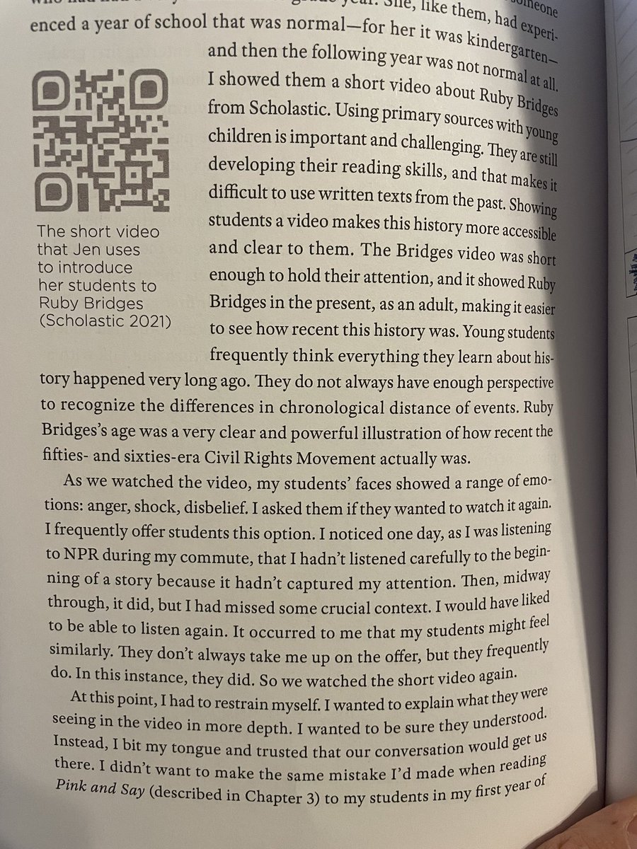 kassiaowedekind's tweet photo. One of the (many) happy parts of being an editor of amazing books is when I get to draw on something I’ve learned from authors in my parenting. My kid mentioned she was working on a project on Ruby Bridges &amp; I remembered a video that @jenorr and @MattRKay share in #KeepOnTalking. https://t.co/0I1bUpEcGH