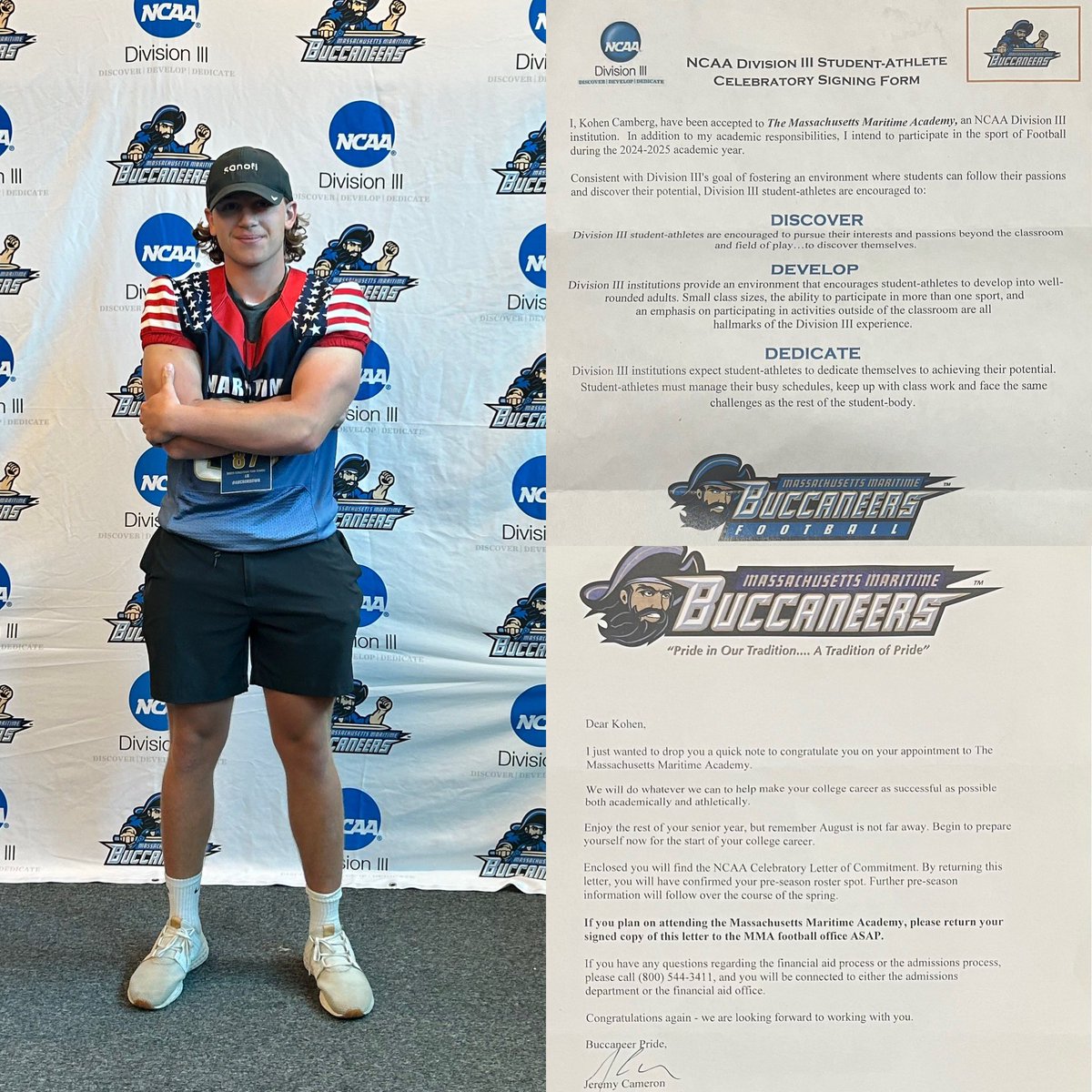 I am honored to have been offered a D3 Roster Spot to Mass Maritime!! In addition I have been accepted through the admissions process!!
<a href="/FBCoachHannum/">Will Hannum</a> <a href="/bucs_fball/">Massachusetts Maritime Football</a>