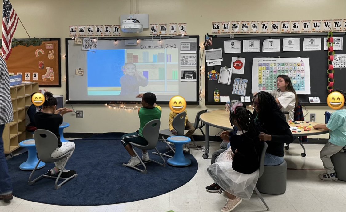JessieLeyden's tweet photo. On Friday I had the opportunity to visit Dunwoody Springs ES!🎉 I joined Morning Meeting in Ms. Bloom’s class and observed a Lindamood Bell virtual coaching session with Mr. Ben, from LB, in Ms. Jordan’s class.💻👏🏻#engagement #seeingstars 
#SECSTRONG @GillandTris @LindamoodBell https://t.co/8kGh8pGB0g
