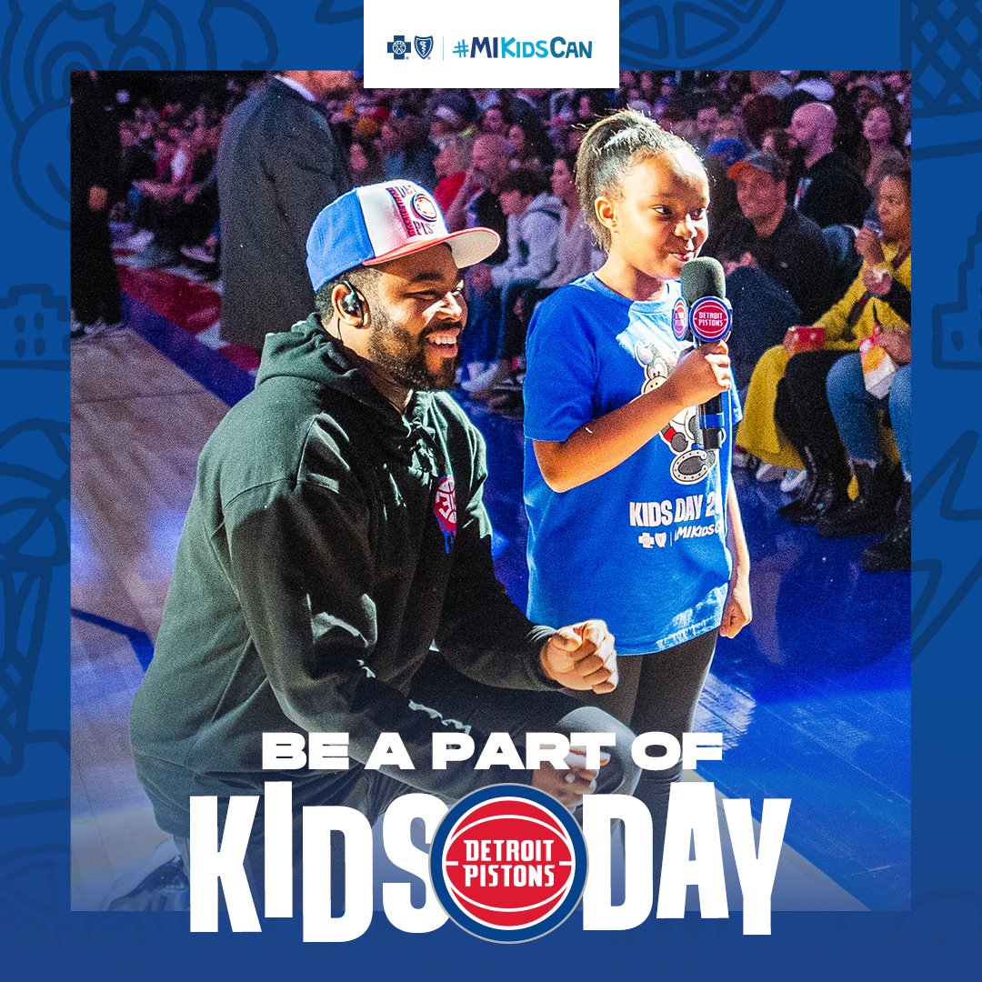 BCBSM's tweet photo. Does your child love the @DetroitPistons? Their annual Kids Day game is coming up and they want you on their team! Enter your #Michigankids ages 7-12 on December 4th for a chance to win. https://t.co/Q8Nb17m1tQ https://t.co/Kr6ybSqHH3