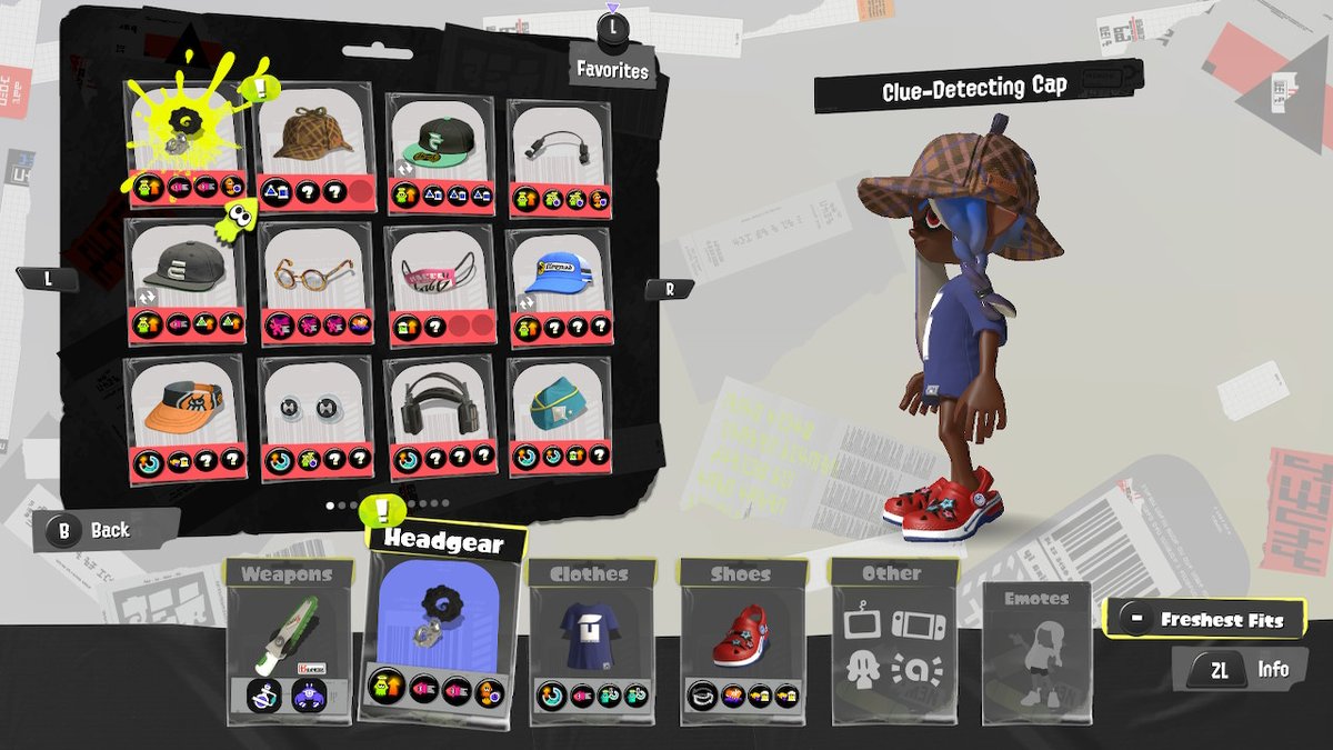 Luzumak2's tweet photo. screen is in the game may as well let me flip this hat #Splatoon3 #NintendoSwitch https://t.co/2eEs00lQaj