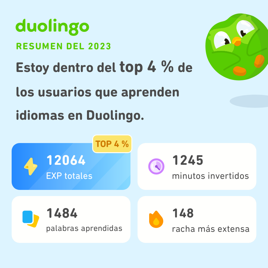 adrianadaly's tweet photo. ¡Miren todo lo que aprendí en Duolingo este 2023! ¿Qué tal ustedes? #Duolingo365 https://t.co/DRcgGKZkzZ