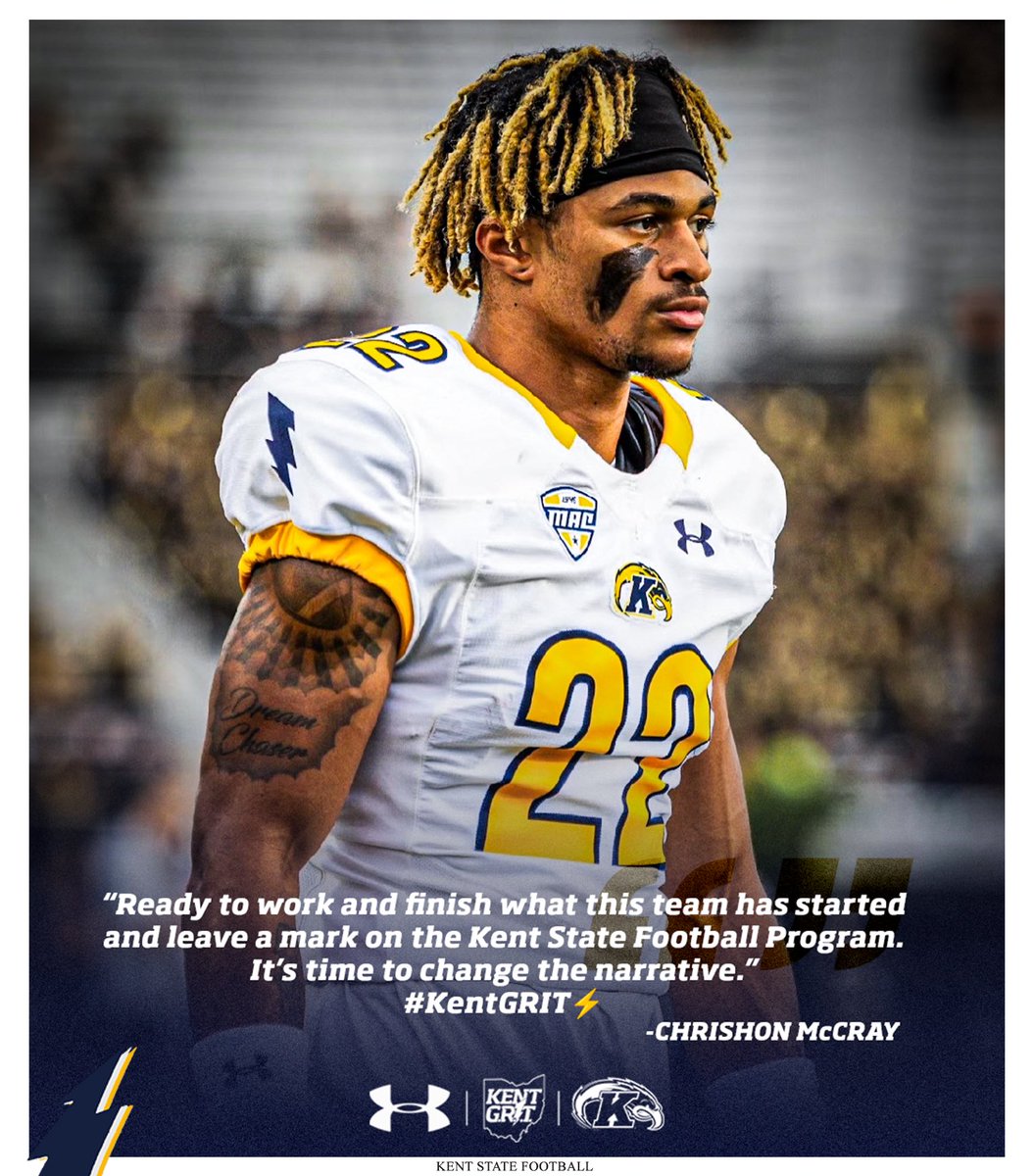 Kent State Football (@kentstfootball) on Twitter photo 1st team All-Conference WR - <a href="/chrishon2022/">Chrishon McCray</a> - Ready to make some more Big Plays. 🙌
#KentGRIT⚡️ 1st team All-Conference WR - <a href="/chrishon2022/">Chrishon McCray</a> - Ready to make some more Big Plays. 🙌
#KentGRIT⚡️