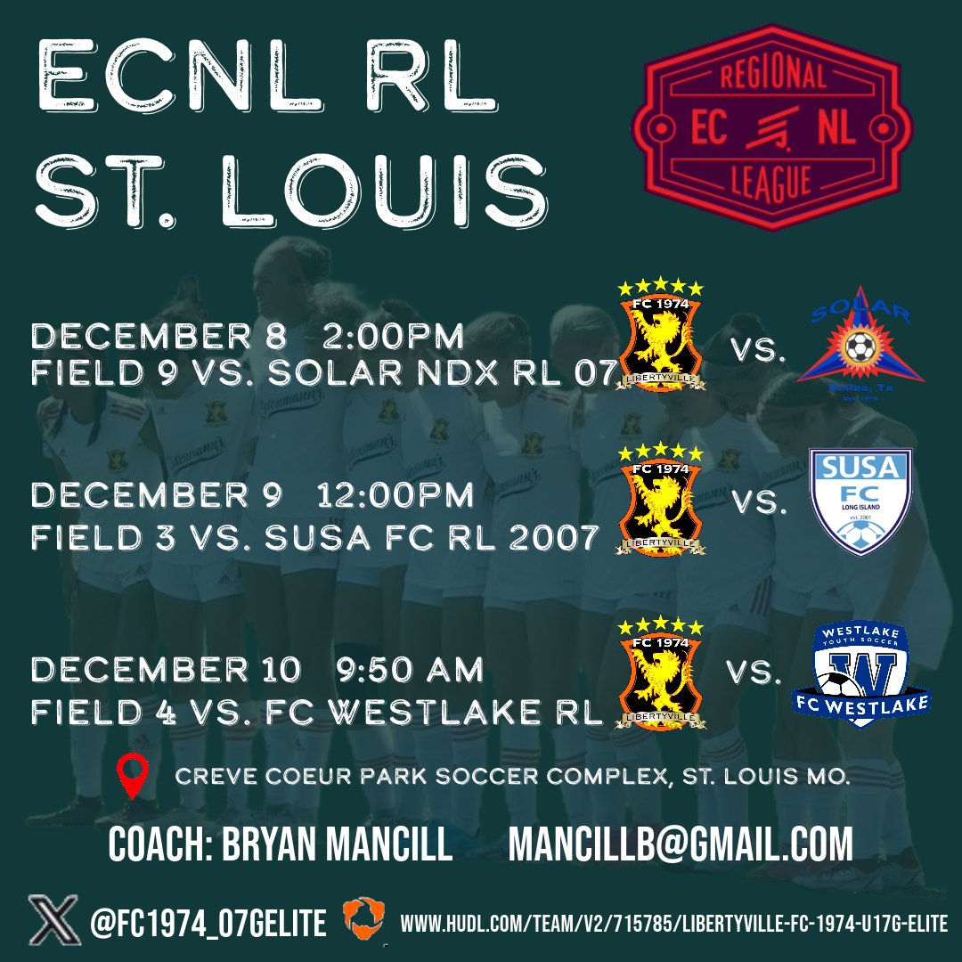 We are excited for the upcoming <a href="/ECNLgirls/">ECNL Girls</a> RL  showcase in STL this weekend. Hope you can come out and watch. <a href="/TheSoccerWire/">SoccerWire</a> <a href="/ImCollegeSoccer/">College Soccer Truth ™</a> <a href="/ImYouthSoccer/">ECNL/GA/Recruiting/College Soccer</a> <a href="/FC1974GLSA/">GLSA FC 1974 Libertyville</a> <a href="/CoachBMancill/">Bryan Mancill</a> <a href="/RainaSoccer/">Raina Schmitt</a> <a href="/JohannaMSoccer/">Johanna Machado</a> <a href="/skylerFC1974/">Skyler Sullivan</a> <a href="/annaegeorge/">Anna George</a> <a href="/madelineel12/">Madeline Lewis</a> <a href="/EmaDelg20Soccer/">Ema Delgado</a>