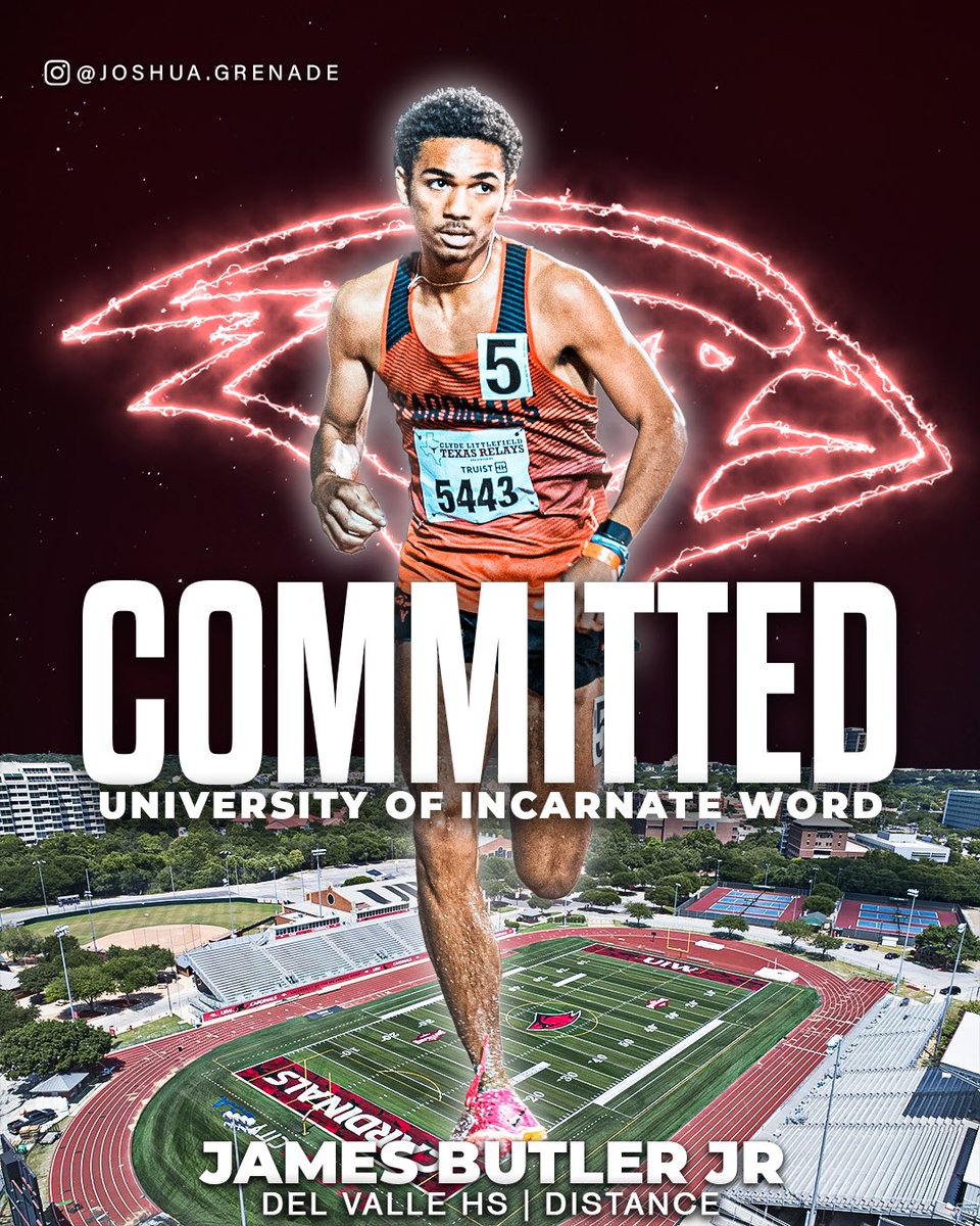 I am blessed to announce my commitment to the University of Incarnate Word. Thank you to all my family and coaches who supported me through this journey in life!

🔴Go cards!⚫️ <a href="/delvallexc/">Del Valle XC</a> <a href="/DelValleISD/">Del Valle ISD</a> <a href="/DV_HS_Track/">Del Valle Track and Field</a> <a href="/CoachPatmon/">Todd Patmon</a> <a href="/UIWAthletics/">UIW ATHLETICS</a>