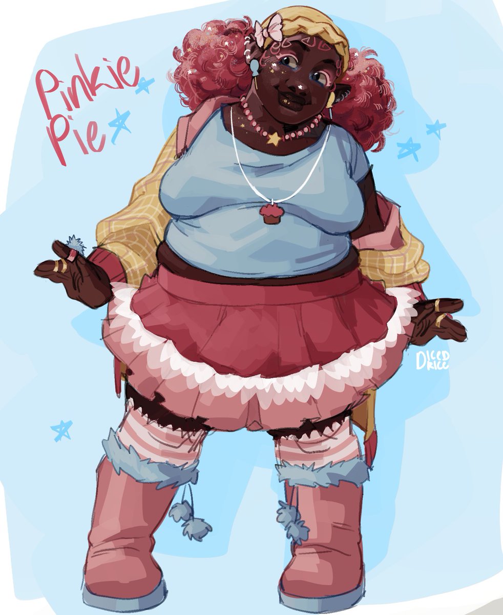 human pinkie pie based on a design that i saw ppl shitting on on tiktok and it made me very upset (i cant find the op who designed her :(( )