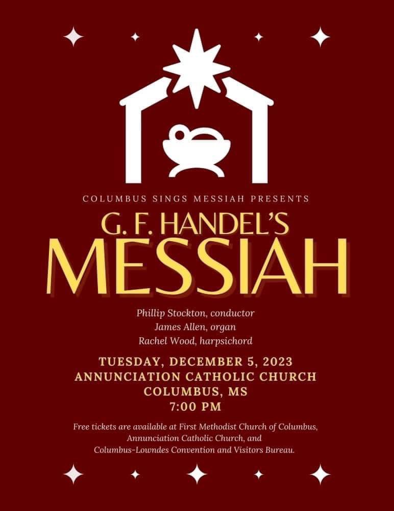 MsuLowndes's tweet photo. Get your tickets for the Messiah at Annunciation Catholic Church 12/5 https://t.co/wEQfeyoVbQ