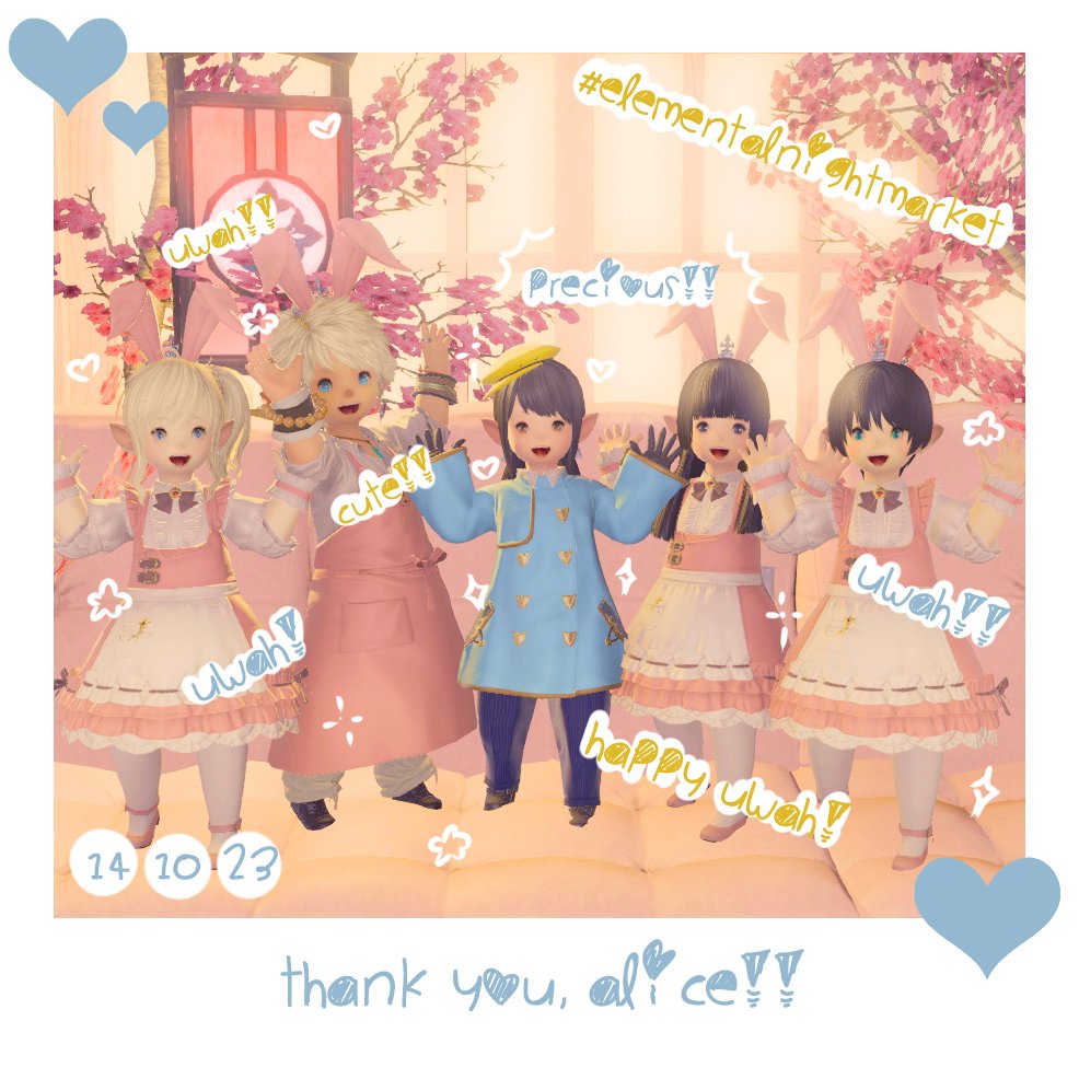 _AliceWynne's tweet photo. Look at all the cuteness!
Thank you Solaris-san, Eira-san, and Niko-san for the polaroids from the #ElementalNightMarket a few moons back! https://t.co/9qiKB5UBiQ