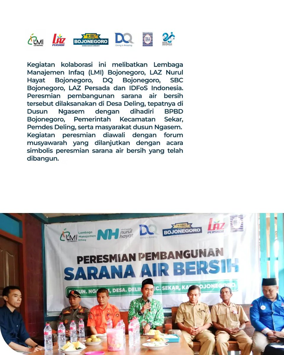 lazpersada_'s tweet photo. Peresmian Pembangunan Sarana Air Bersih

Selasa (28/11/23) Lembaga Amil Zakat (LAZ) dan IDFoS Indonesia, meresmikan Pembangunan Sarana Air Bersih.

#LAZPersada #WednesdayClubEP9 #Israel_New_Nazism #NCTU_MarineTurtle #겨울하늘에서_발견한_수빈이라는별 #JulidFiiSabilillah #NCT런쥔 https://t.co/EtoJLgIzgq