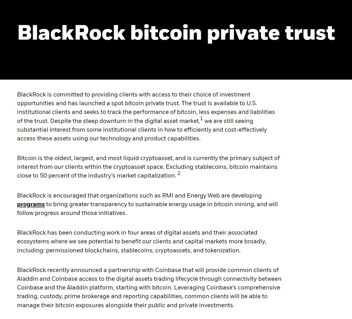 Turns out @BlackRock has been buying #Bitcoin throughout the whole bear  market using their PRIVATE trust. This PRIVATE trust was launched in 2022  with @coinbase as custodian. BlackRock knew they will get