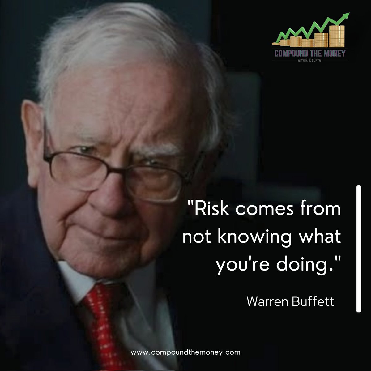 The Legend Warren Buffet is a defining Risk for us.
Risk is nothing but fear of the unknown.
The only way to overcome is through Knowledge.
.
.
.
Purse Knowledge and Conquer your Fears. 
#RKGupta #CompoundTheMoney #optionstrading
#stockmarket #trading #knowledge