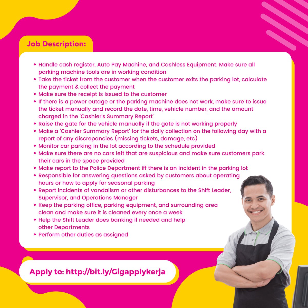 QworkMy's tweet photo. 📢 We're Hiring Cashier in Tabung Haji HQ, Kuala Lumpur📢

🎯 Malaysian Citizen, Age 30-40 years old
📆 Working Days: Monday-Friday
🕛 Working Hours: 7am-3.30pm
📍Location: Tabung Haji HQ, Kuala Lumpur
🚀 Apply Today : https://t.co/U1oZjFmNOY

#Qwork #FutureofWork #hiring https://t.co/qZ8j1R4OeP