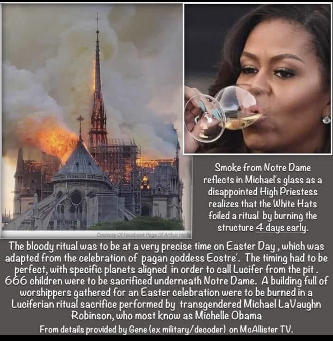 SabrinaGal182's tweet photo. THE NOTRE DAME FIRE WAS A SATANIC RITUAL https://t.co/rGAZFSyPQD