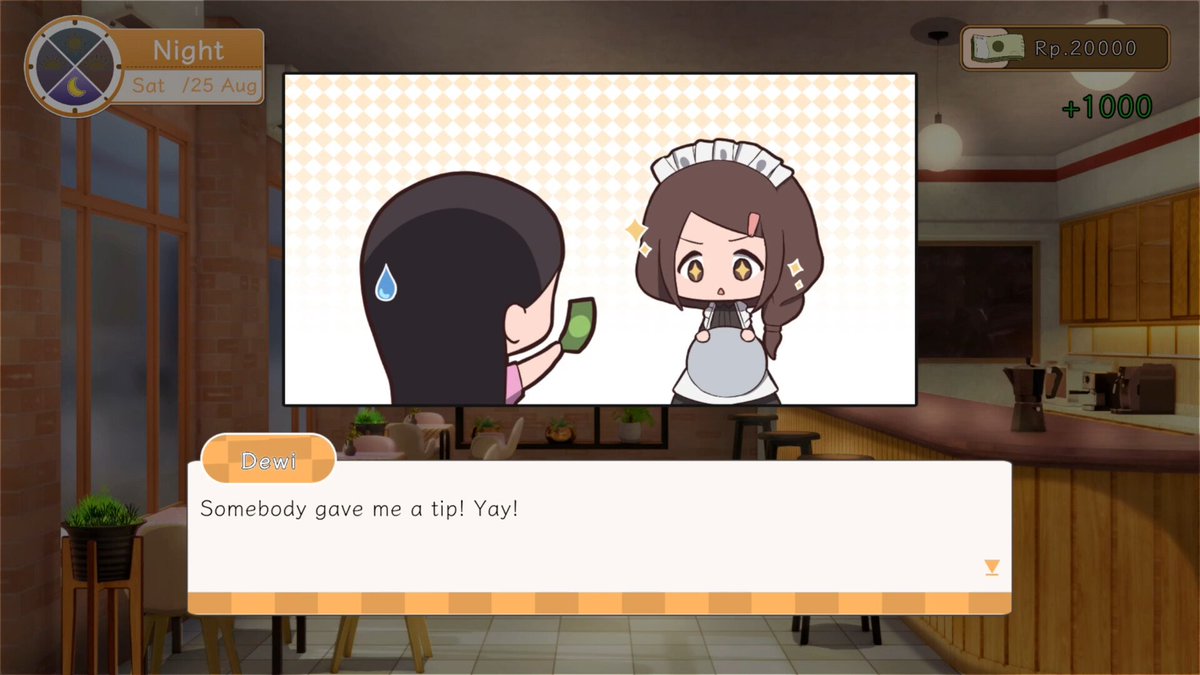 Dewi got her first tip!

Is anyone doing part-time? How do you feel about getting your first tip?🥰

We added randomly occurring events to the game! During any activity, there's a slight chance of unique events happening that could boost your playthrough!
#indiegame #IndieGameDev