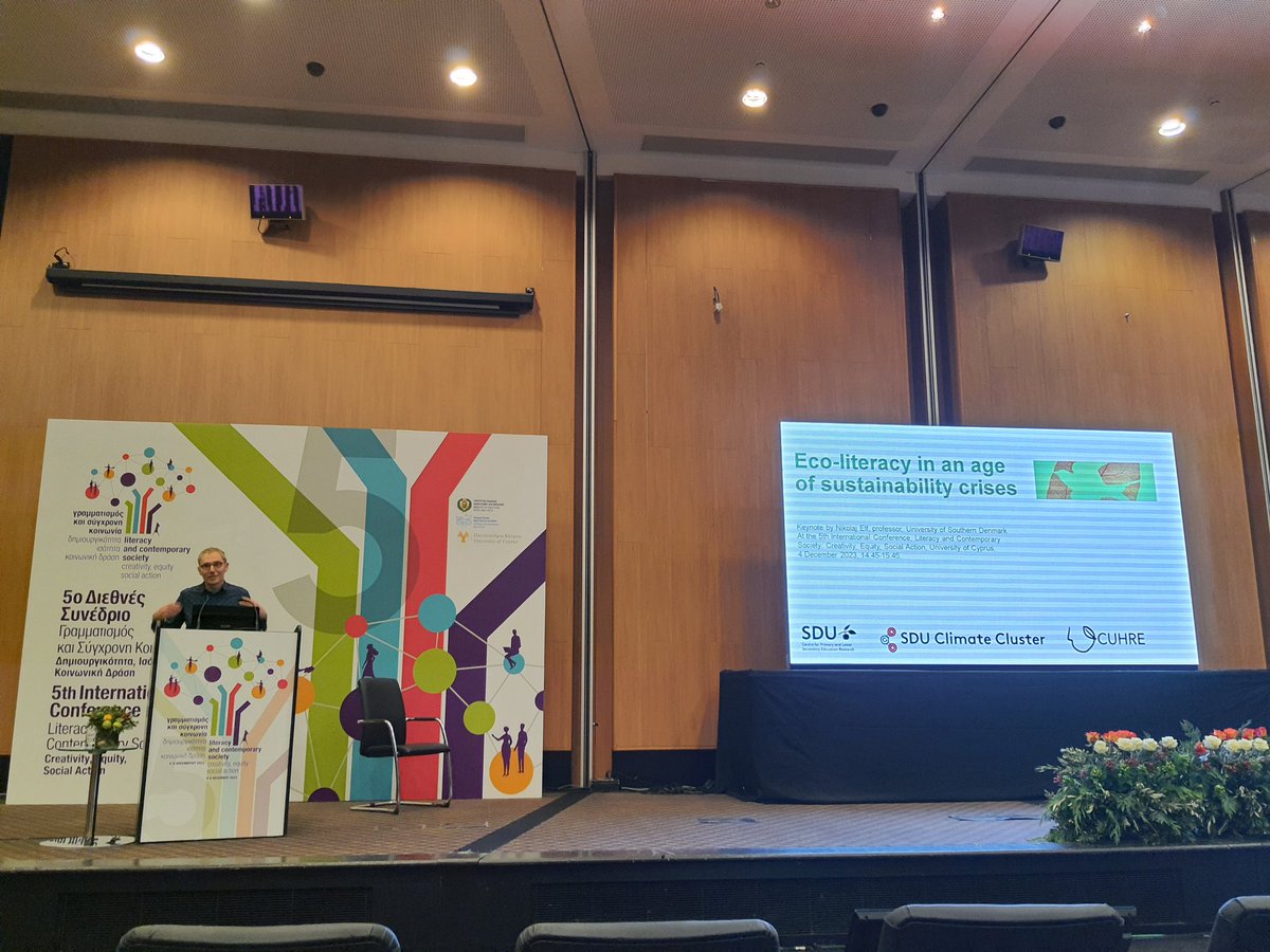 Centering on the need and notion of eco-literacy at the 5th International Conference "Literacy and Contemporary Society: Creativity, Equity, Social Action". Thank you, Dr. Elf, for your inspiring speech! <a href="/lefjalokin/">Nikolaj Elf</a> <a href="/UCYOfficial/">University of Cyprus</a> <a href="/cymoec/">ΥΠΑΝ Κύπρου</a> #literacy #literacies