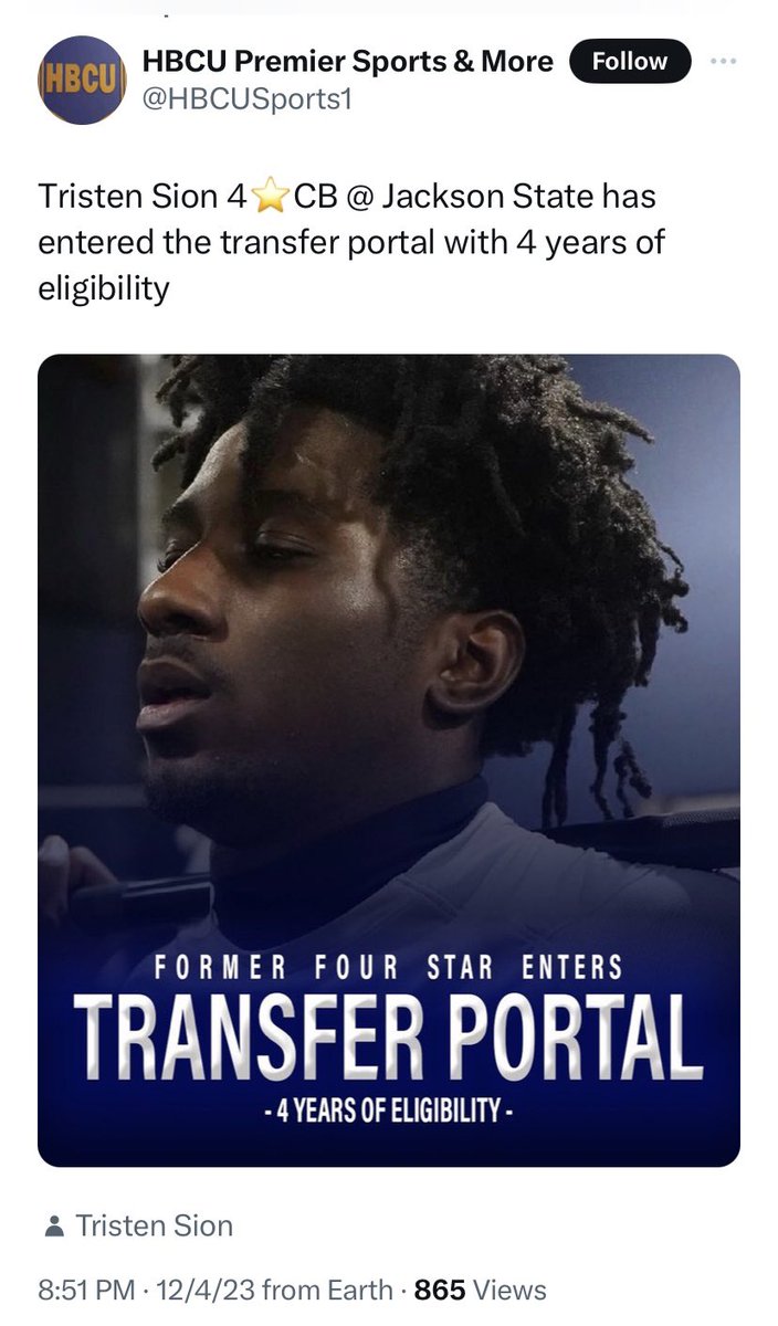 coachBradDB's tweet photo. Via Social media Tristen Sion has entered the transfer portal.

The University of North Carolina and Syracuse has been the first  to emerge 

per sources https://t.co/G87OxaUg20