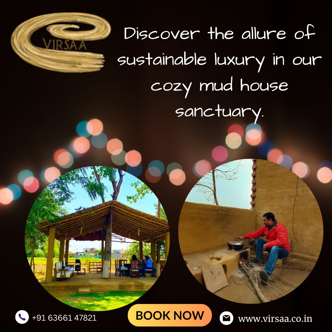 To get rid of all your daily stress, it sometimes is necessary to unwind. Experience the serenity of a mud house stay , where every moment is a brushstroke on the canvas of tranquility.
#virsaathecaptainmudretreat #mudhomeexperience #rusticluxury #organicliving #mudcuisine