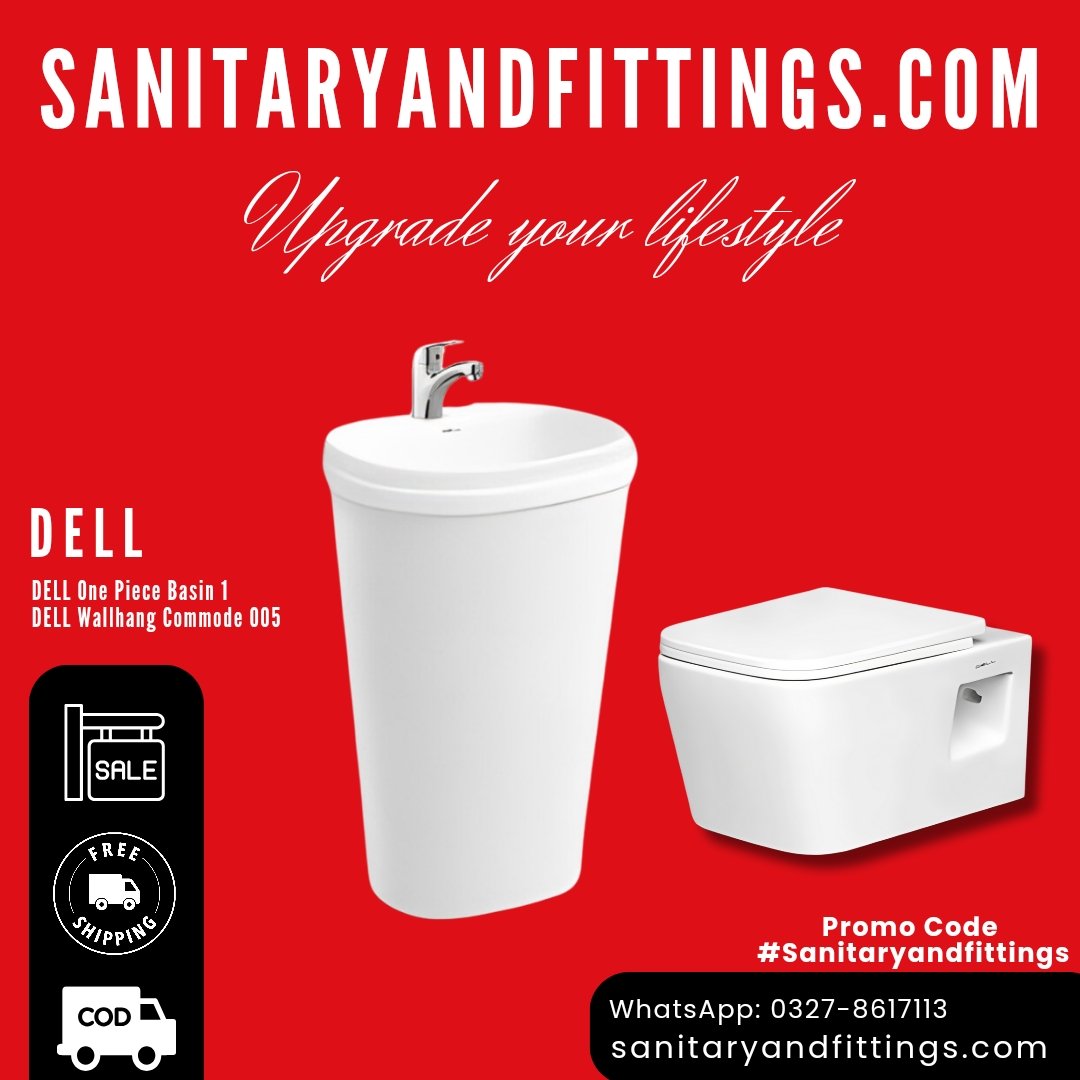 PROMO Code: #SANITARYANDFITTINGS

Product Code: Dell One Piece 1 Wash Basin& 005 Wallhang Commode
Product Link: sanitaryandfittings.com/product/dell-o…

sanitaryandfittings.com/product/dell-w…

Free Shipping 📦
Cash On Delivery 🚚

Location: Star Collection
g.co/kgs/t4jGde

Contact Number: 0327-8617113