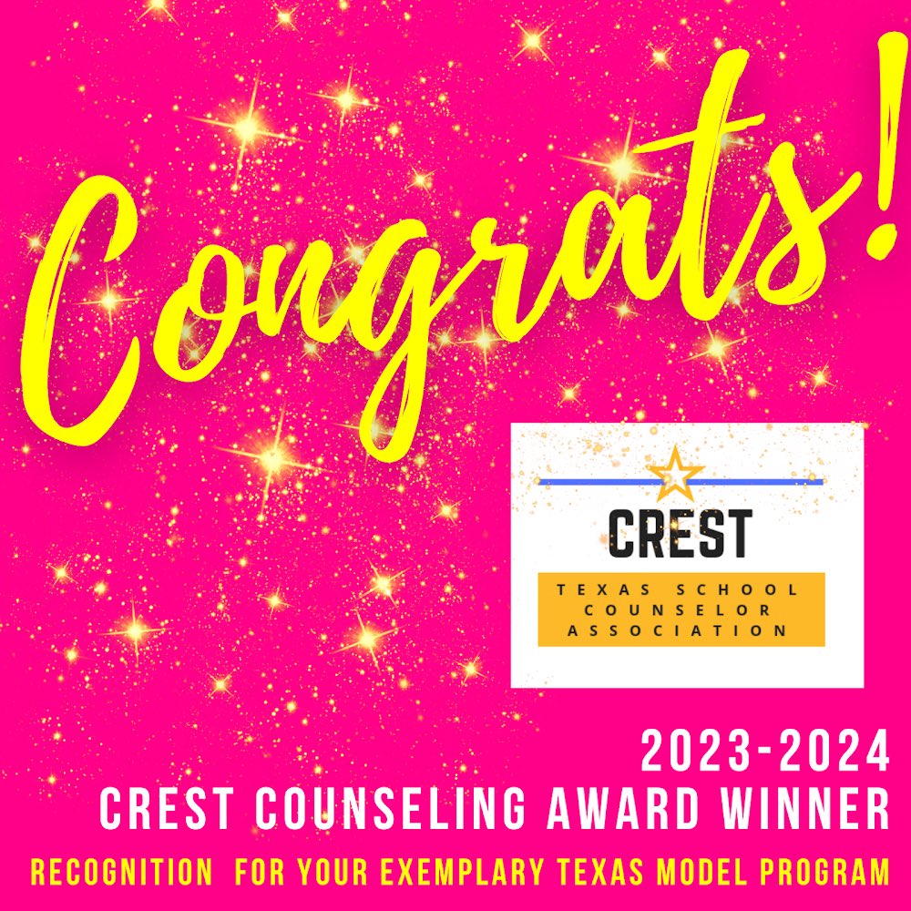 We are so excited to announce our Luna Counseling team has earned the <a href="/TxSCATweets/">Texas School Counselor Association</a> 23-24 CREST Award for an exemplary counseling program! We are so proud of the work we get to do with the support of our amazing admin &amp; staff! <a href="/sandisvasquez/">Sandi Vasquez</a> <a href="/NISDCounseling/">NISD Counseling</a> <a href="/LunaMSPTA/">Gregory Luna Middle School PTA</a> <a href="/NISD_Luna/">Luna Middle School</a>