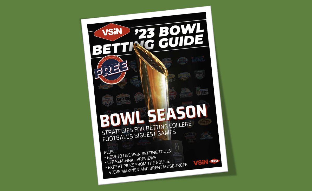 Our FREE 2023 College Football Bowl Betting Guide is out! 🏈 CFP Semifinal Previews 🏈 Bowl strategies including motivation factors & contrarian angles 🏈 Confidence pool tips 🏈 Bowl picks from @brentmusburger, @mikegolicjr, @golic, & @SteveMakinen ➡️ vsin.com/bowlguide