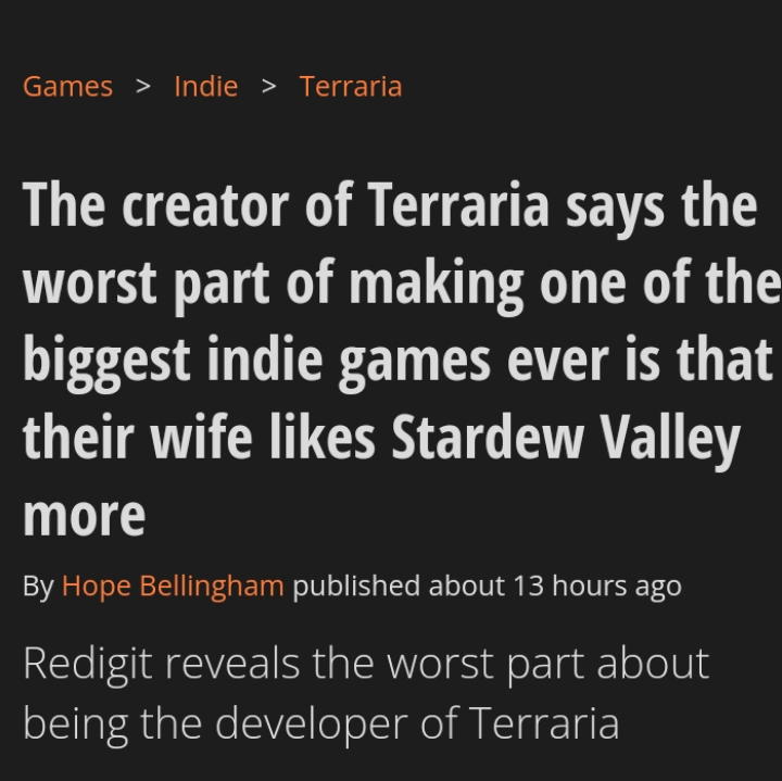 rTerraria's tweet photo. Stardew valley stole his girl😭 https://t.co/zJkkvSA3G5 https://t.co/0vBcbB5jPK