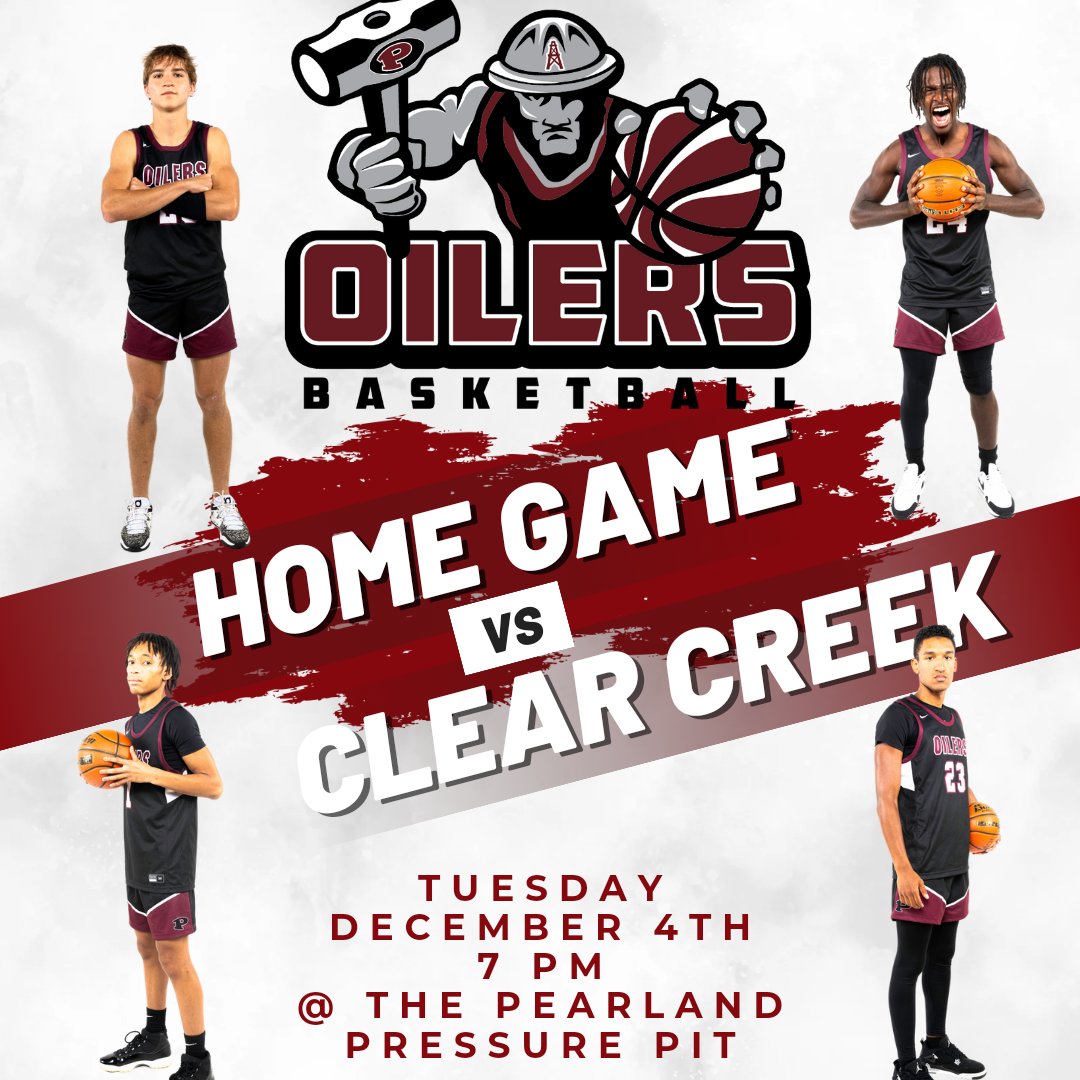 🗣Come check out your 🏀Oilers at Home in The Pressure Pit as they look for win Number 🔟 as they take on the Clear Creek Wilcats tomorrow (Dec. 5th) at 7 pm.  #HomeGame #FullyCommitted #OilerNationStandUp  <a href="/AthlPearlandisd/">Pearland ISD Athletics Department</a> <a href="/PearlandHighSch/">Pearland High School</a> <a href="/drdavis111/">Dr. David Davis</a>