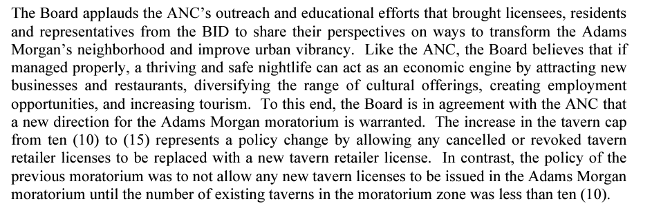 BarredinDC's tweet photo. Somehow missed that @DCGov_ABCA Board sort of did a compromise Adams Morgan moratorium extension in August. Extended 3 years, tavern cap matches existing numbers

https://t.co/61YdYVJoIh https://t.co/yBQz3YDahS
