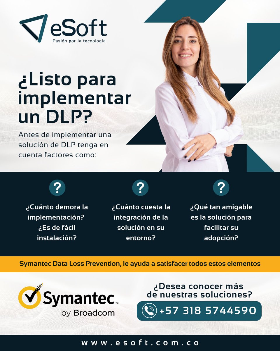 esoftoficial's tweet image. Tres factores importantes a tomar en cuenta al momento de #implementar un #DLP - Conozca más sobre nuestra #solución @symantec #Data Loss Prevention y como puede ayudar significativamente a su #empresa. #ciberseguridad #datos