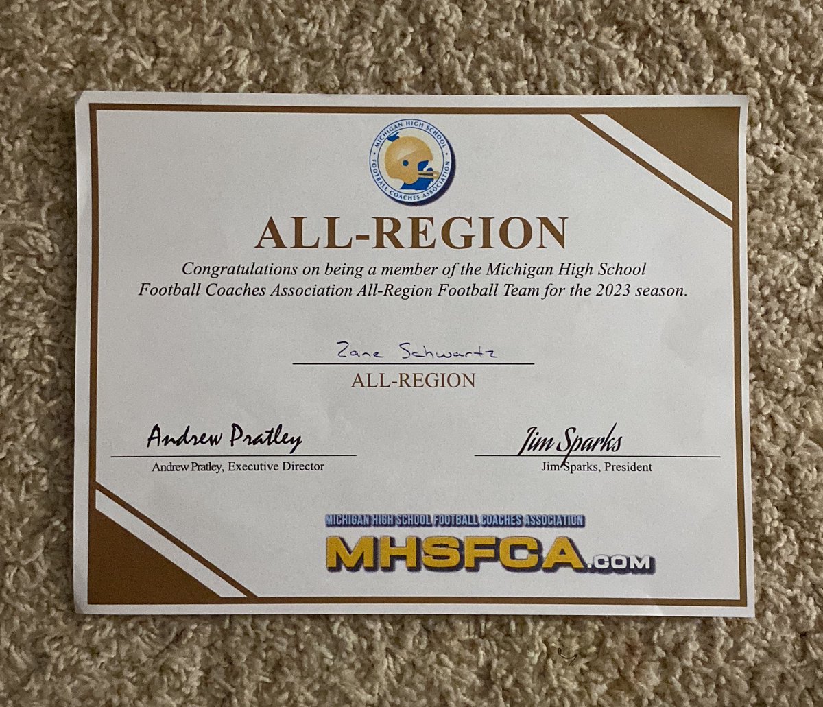 Received 1st All Region LB