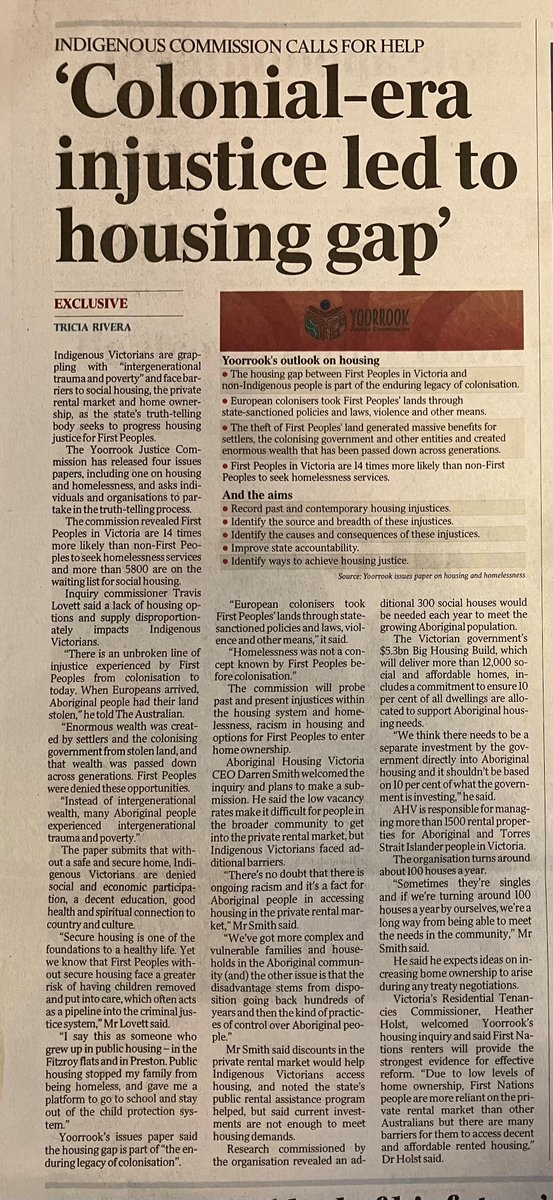 HeatherHolst's tweet photo. From today's Australian newspaper about the next phase of work by the @Yoorrook Justice Commission. @AHV_org https://t.co/hj5s2lxnbR
