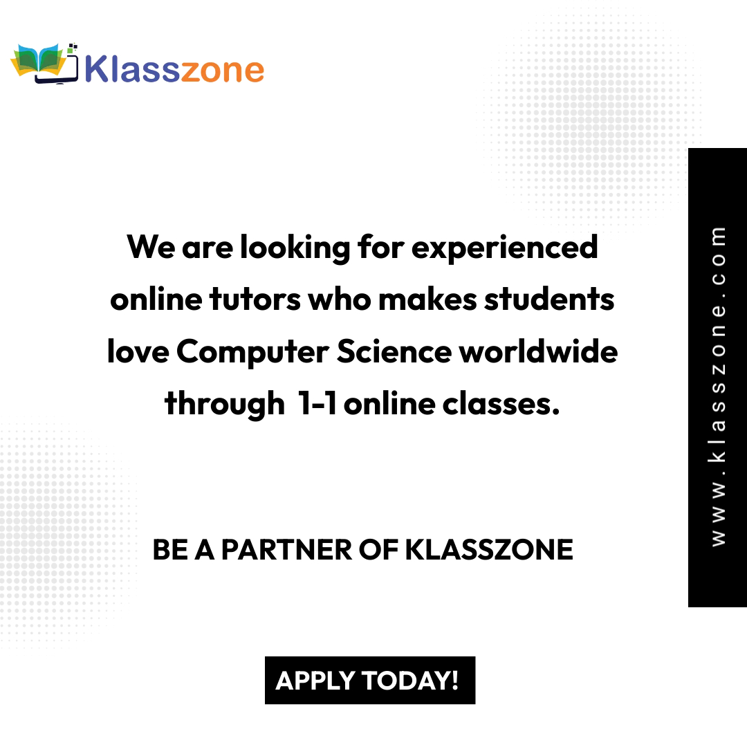 klasszone22's tweet photo. Join the KlassZone family as we're on the lookout for passionate online tutors in Computer Science!
Visit Klasszone: https://t.co/S9RN7MExx6
Call: π 9471376738
#klasszone #hiring #tutors #onlinetutors #computerscience #becomeonlinetutor #jobs #tutorjob #onlineclasses https://t.co/wK4C6GGW0i