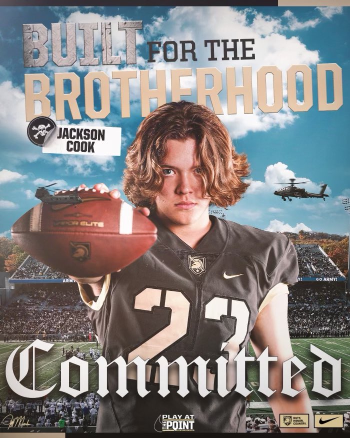 JB (Jackson) Cook (@jbcook9) on Twitter photo All glory to God! I am proud to announce my commitment to <a href="/ArmyWP_Football/">Army Football</a> Thank you to my friends, family, coaches, and teammates for all of the support and love!🇺🇸🏴☠️🦅
<a href="/RecruitMtnBrook/">RecruitMtnBrook #ScholarBallers ⚔️🛡⚔️</a> <a href="/OneOnOneKicking/">OneOnOne Kicking Camps🏈</a> <a href="/Bamasnap/">Coach Jackson Cook</a> <a href="/_Mike_McCabe/">Coach Mike McCabe</a> <a href="/CoachSaturnio/">Sean Saturnio</a> <a href="/CoachJuice17/">Coach Juice</a> <a href="/HallTechSports1/">Hall-Tech Sports</a> All glory to God! I am proud to announce my commitment to <a href="/ArmyWP_Football/">Army Football</a> Thank you to my friends, family, coaches, and teammates for all of the support and love!🇺🇸🏴☠️🦅
<a href="/RecruitMtnBrook/">RecruitMtnBrook #ScholarBallers ⚔️🛡⚔️</a> <a href="/OneOnOneKicking/">OneOnOne Kicking Camps🏈</a> <a href="/Bamasnap/">Coach Jackson Cook</a> <a href="/_Mike_McCabe/">Coach Mike McCabe</a> <a href="/CoachSaturnio/">Sean Saturnio</a> <a href="/CoachJuice17/">Coach Juice</a> <a href="/HallTechSports1/">Hall-Tech Sports</a>