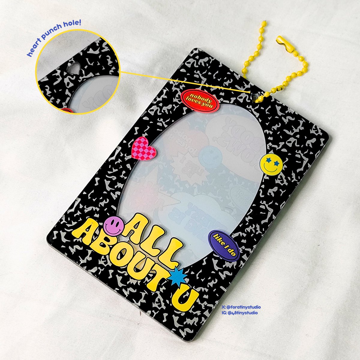 foratinystudio's tweet photo. [ #made48tiny ]

Our ALL ABOUT U Photocard Holder! 💛 Our favorite part would probably be the heart punch hole above 🤩 Small details mean a lot to us. https://t.co/YIRZtO8mtl