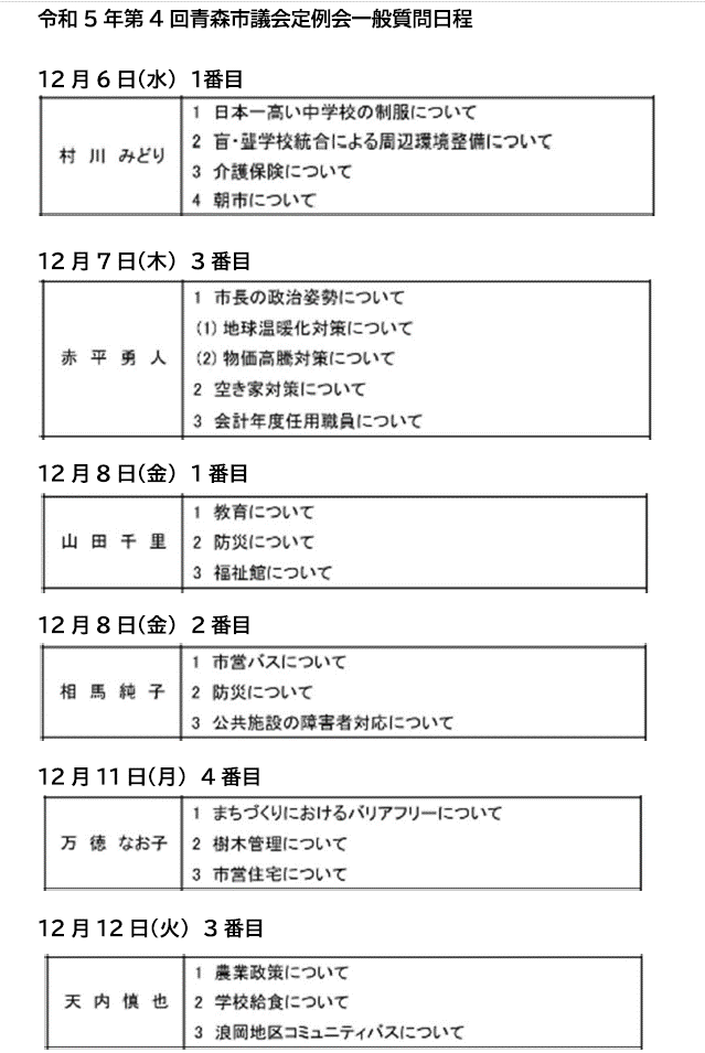 kyousant's tweet photo. いよいよ明日から令和5年第4回定例会一般質問始まります。日程以下のようになります。
たくさんの傍聴をお待ちしております。 https://t.co/1Mq65j8oYs