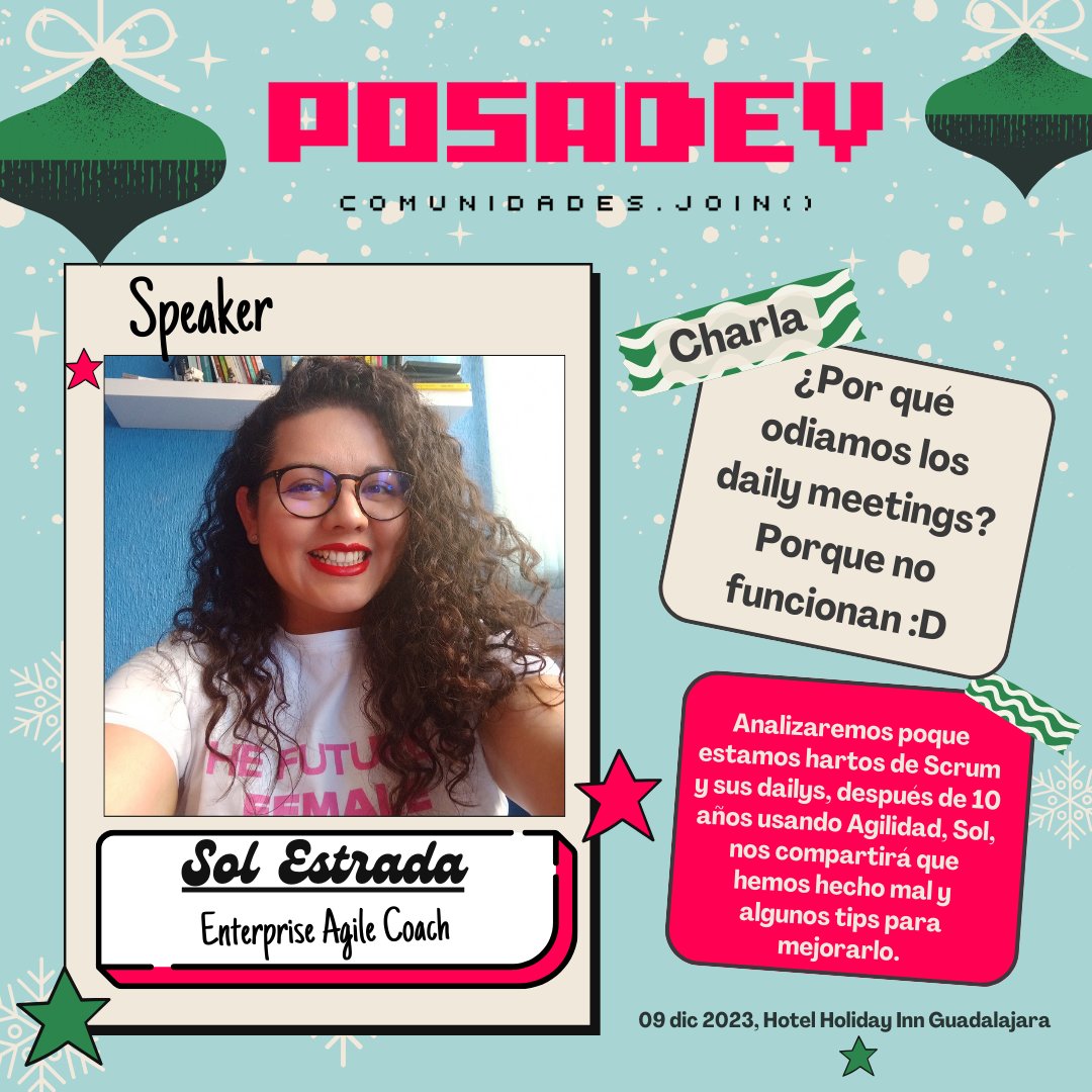 posadev's tweet image. Con este frio no 🥶 se antoja un atole o un chocolatito... Pero en lo que se prepara... ⏰ Lee traemos más speakers para que sientan ese calorcito hogareño! 🎄 Nos vemos el sabado en #PosaDev2023