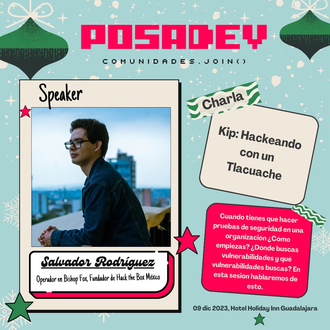 posadev's tweet image. Con este frio no 🥶 se antoja un atole o un chocolatito... Pero en lo que se prepara... ⏰ Lee traemos más speakers para que sientan ese calorcito hogareño! 🎄 Nos vemos el sabado en #PosaDev2023