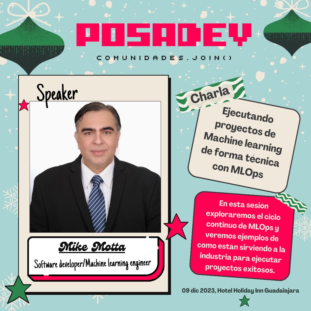 posadev's tweet image. Con este frio no 🥶 se antoja un atole o un chocolatito... Pero en lo que se prepara... ⏰ Lee traemos más speakers para que sientan ese calorcito hogareño! 🎄 Nos vemos el sabado en #PosaDev2023