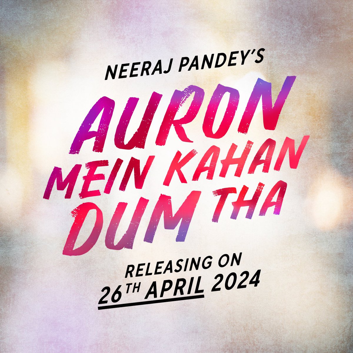 ajaydevgn's tweet photo. Announcing the release date of my collaboration with Neeraj Pandey 🤝 - Auron Mein Kahan Dum Tha, on April 26th.

@neerajpofficial @ShitalBhatiaFFW #Tabu @mmkeeravaani #NarendraHirawat #KumarMangatPathak @FFW_Official @nh_studioz @PanoramaMovies https://t.co/7ysXSIqcXS