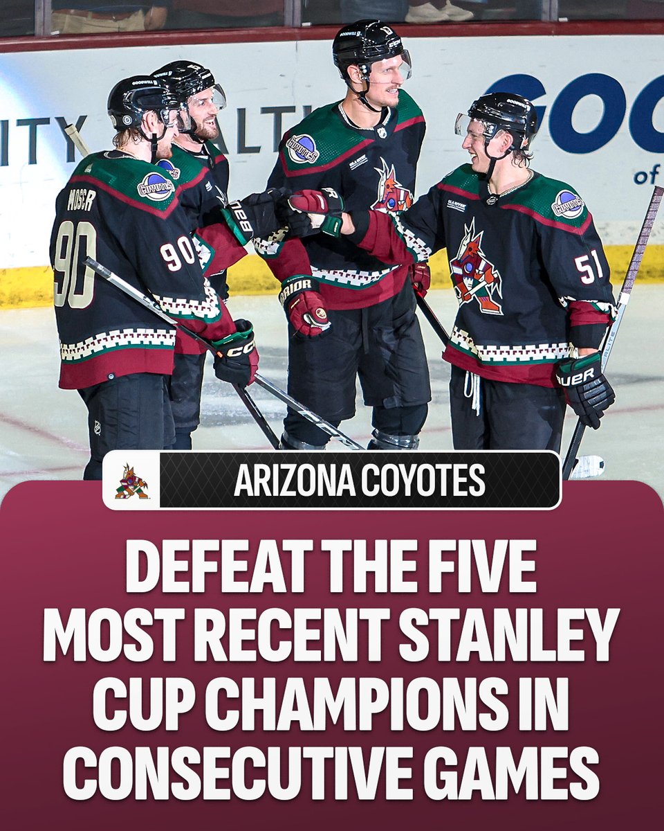 In their last five games, they've beaten:

-Vegas (2-0)
-Tampa (3-1)
-Colorado (4-3 OT)
-St. Louis (4-1)
-Washington (6-0)

The <a href="/ArizonaCoyotes/">Arizona Coyotes</a> are on an absolute heater right now. 🔥