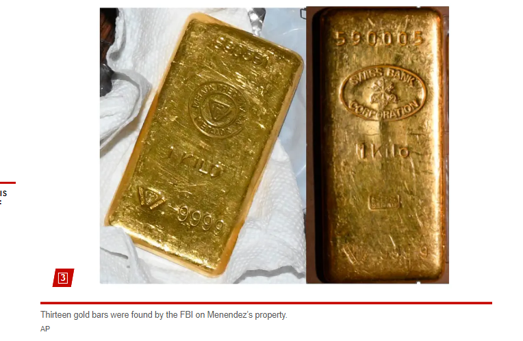 Of the 13 gold bars found in Senator Bob Menendez's [D-NJ] possession during the raid of his home last June 22nd, FOUR are NOW CONCLUSIVELY PROVEN to have been stolen during an ARMED ROBBERY of a known Menendez associate back in 2013.   

This is what you call a MAJOR FUCKING…