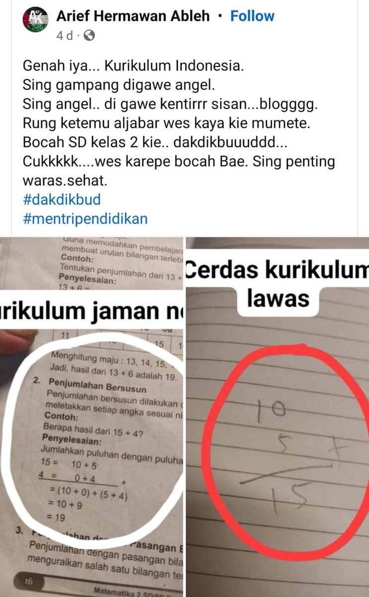 Saya Sedih

Saya benar-benar sedih. Konten ini viral. Sengaja tidak saya blur namanya biar bisa dilihat sendiri kontennya. Dengan entengnya menyalahkan kurikulum. Plus diksi yang dipilih benar-benar tidak enak didengar. Saya merasa sakit hati sih melihat konten ini.