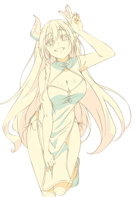 #しょこらーと  チャイナ服なちょこ先生らくがき!!!