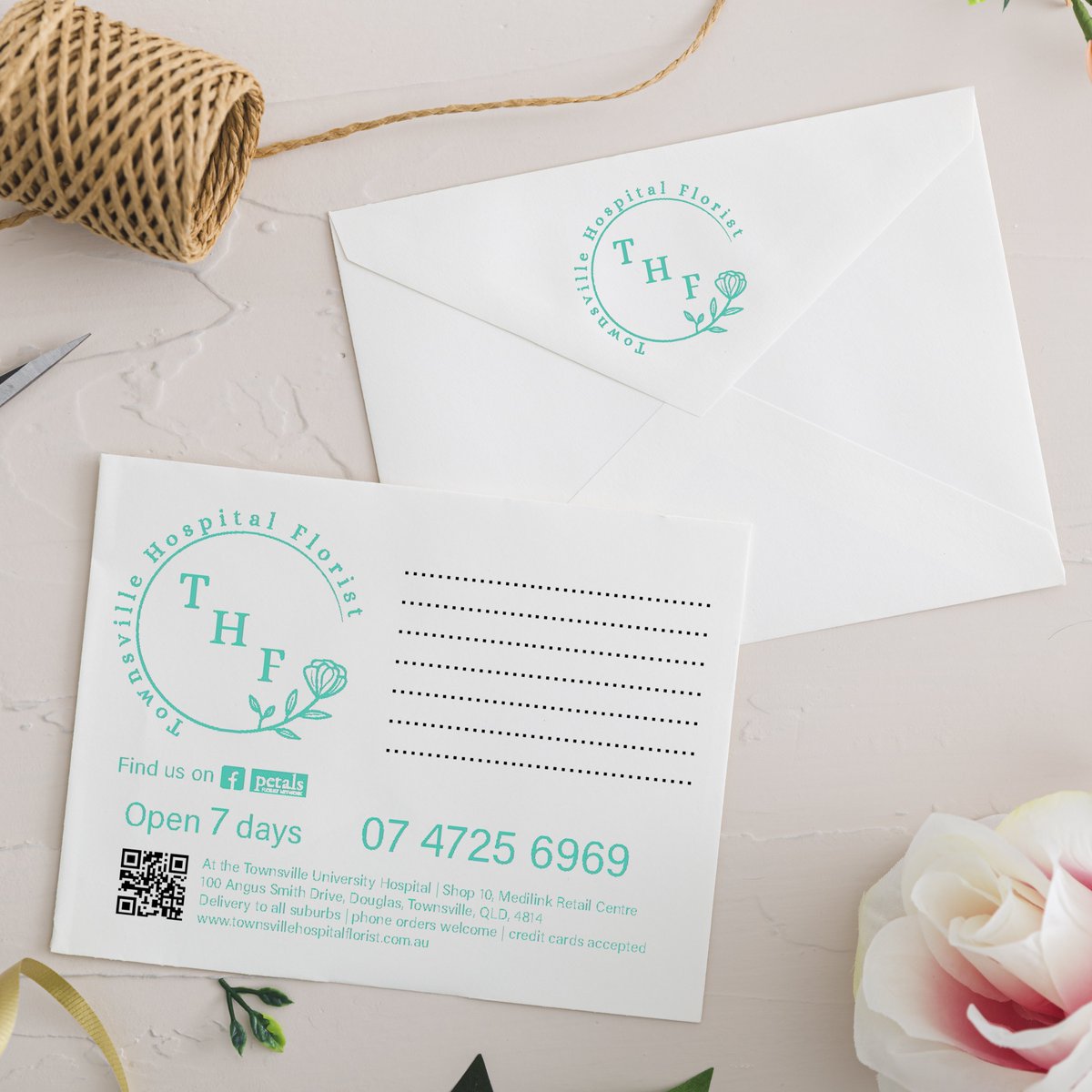 Envelope and logo I designed for The Townsville Hospital Florist earlier this year. If you or someone you know needs a new logo design or another graphic design service, contact us on: 04 7579 8260. #Florist #logodesign #graphicdesign #envelopedesign #businessestownsville