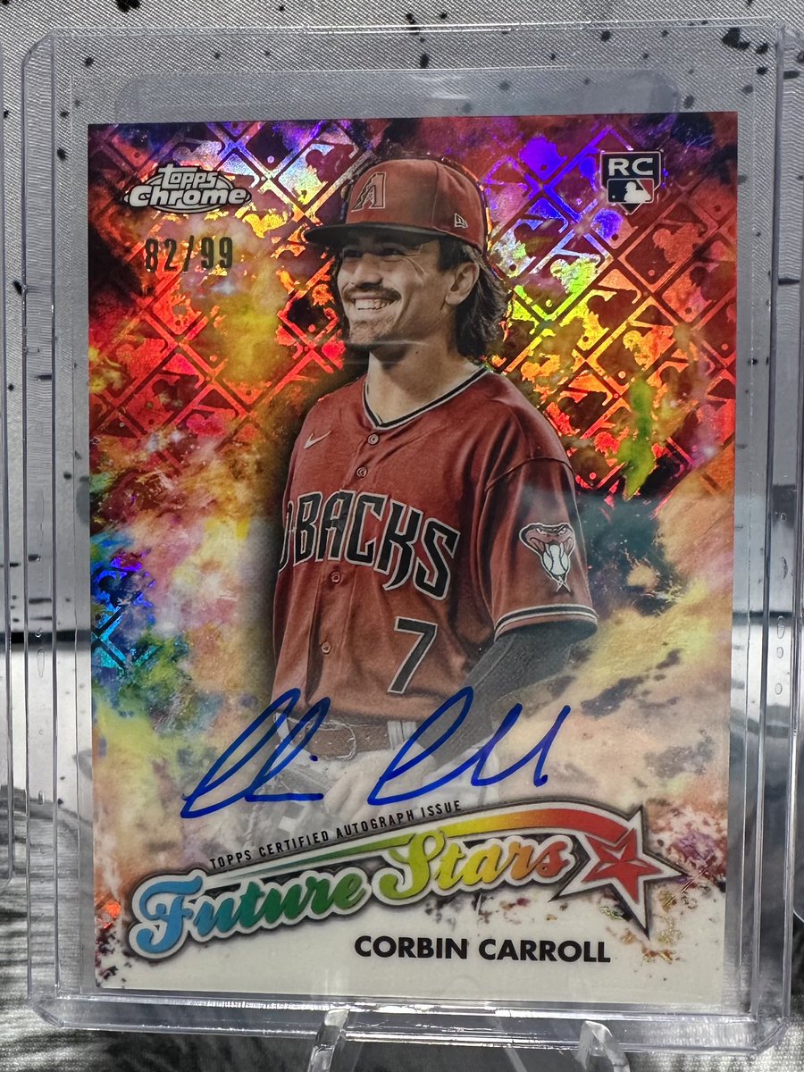 We finally got our hands on some Logofractor boxes! Hit a sweet /99 Future Stars @corbin_carroll auto! Logofractors are one of my favorite parallels from @Topps ! #rattleon #MLB #Topps @Dbacks @CardPurchaser #katdaddycards #boomhallbreaks