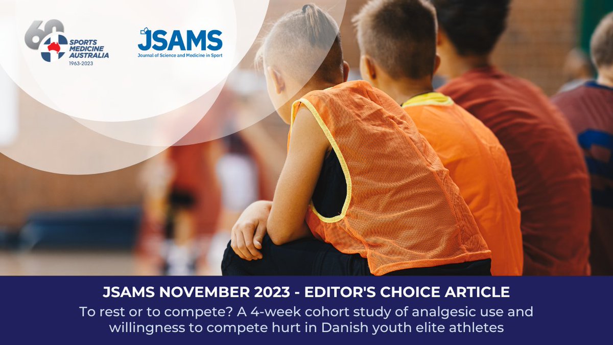 The first editor's choice article of the November 2023 issue of @_JSAMS is available and free to read for a limited time. 'To rest or to compete? A 4-week cohort study of analgesic use and willingness to compete hurt in Danish youth elite athletes.' 👉 zurl.co/9byc