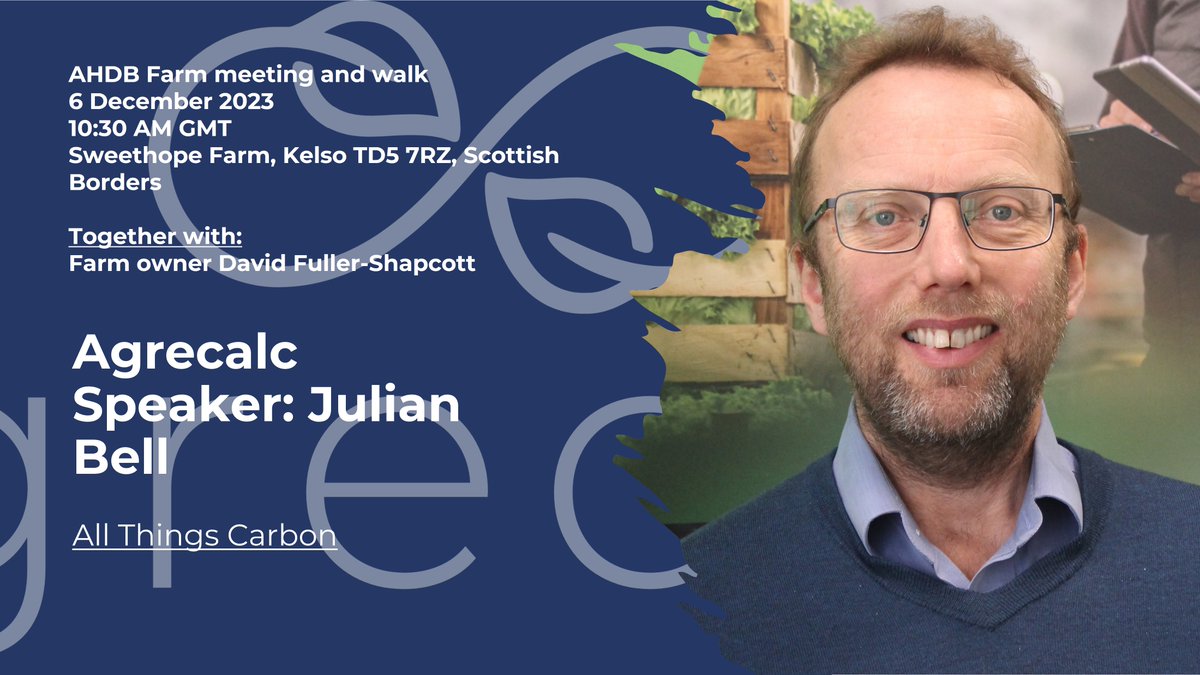 It's tomorrow and there's still time to register - for the <a href="/TheAHDB/">AHDB</a> All Things Carbon event in the Scottish Borders on Wednesday 6 December, at David Fuller-Shapcotts Sweethope Farm. Details and registration: hubs.ly/Q02btsWl0