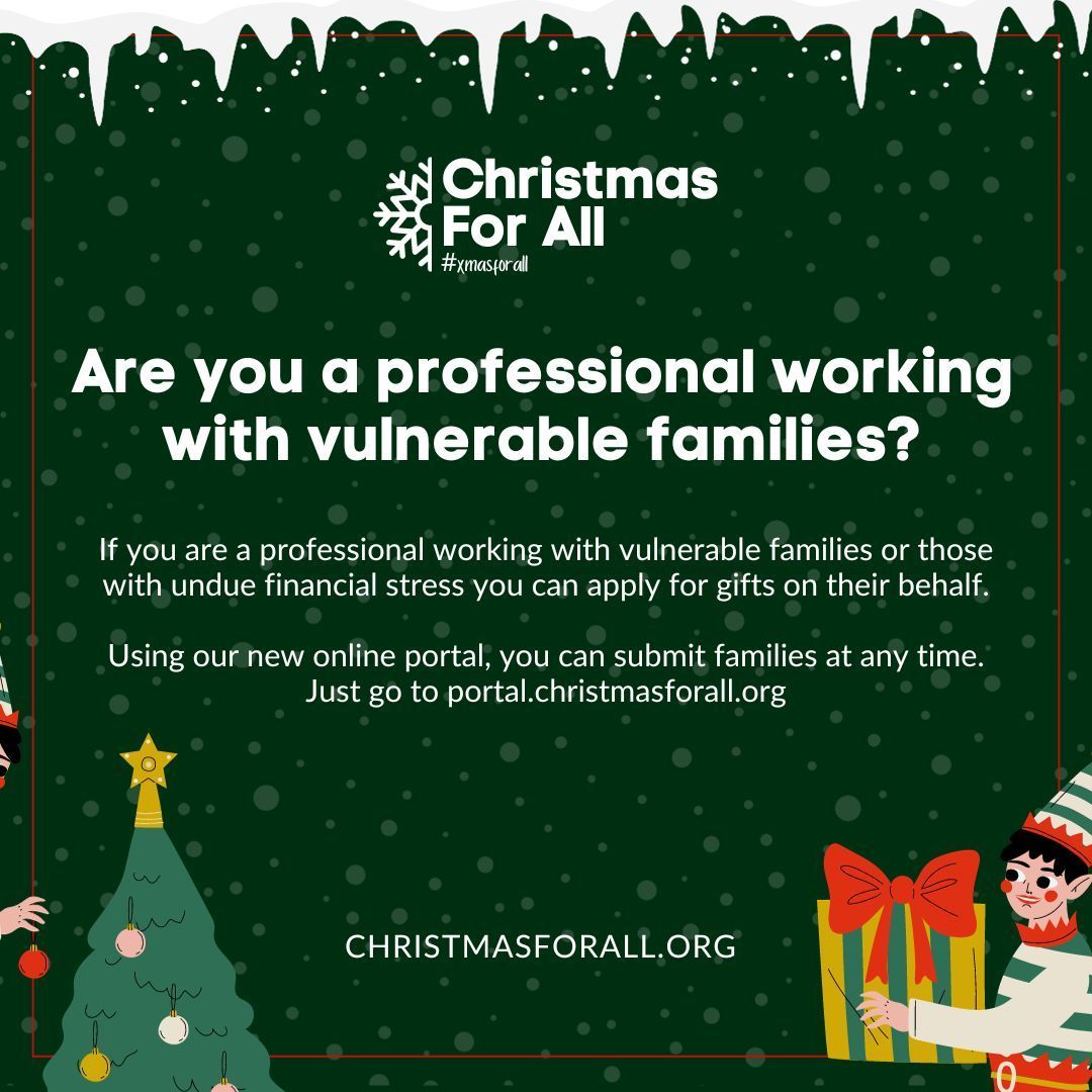 If you are a professional working with vulnerable families or those with undue financial stress you can apply for gifts on their behalf.

To use our new portal, please visit buff.ly/491wqC0 and open an account. Then you can submit requests directly.