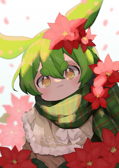 「green scarf hair between eyes」 illustration images(Latest)