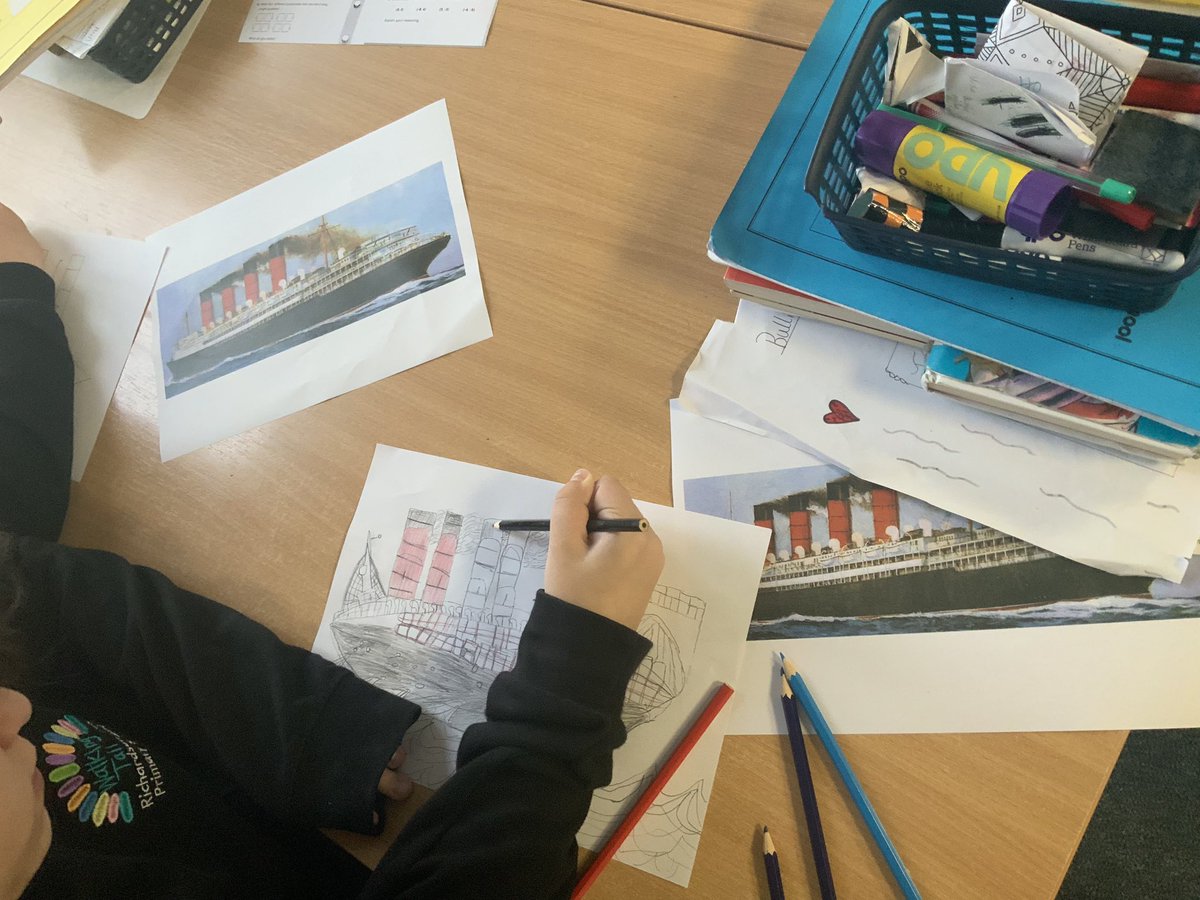 Y6RDPS's tweet photo. #y6rdps loved learning about the Mauritania ship that was built at Swan Hunter’s in Wallsend. At the time, it was fantastic cruise ship in the world. Great artwork on show….🛳️🚢⚓️ https://t.co/bLdOTYx9M9